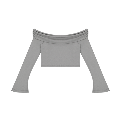 Off the Shoulder Bell Sleeve Crop T-Shirt
