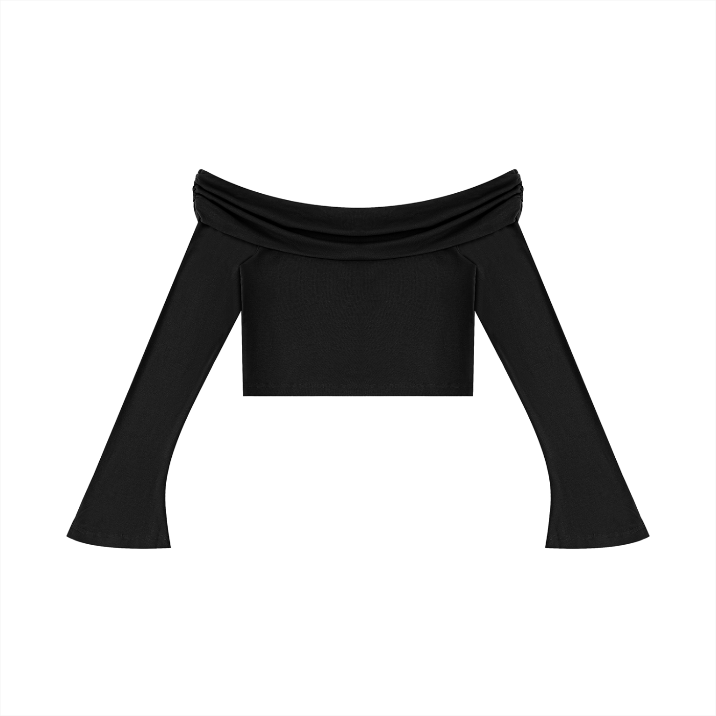 Off the Shoulder Bell Sleeve Crop T-Shirt
