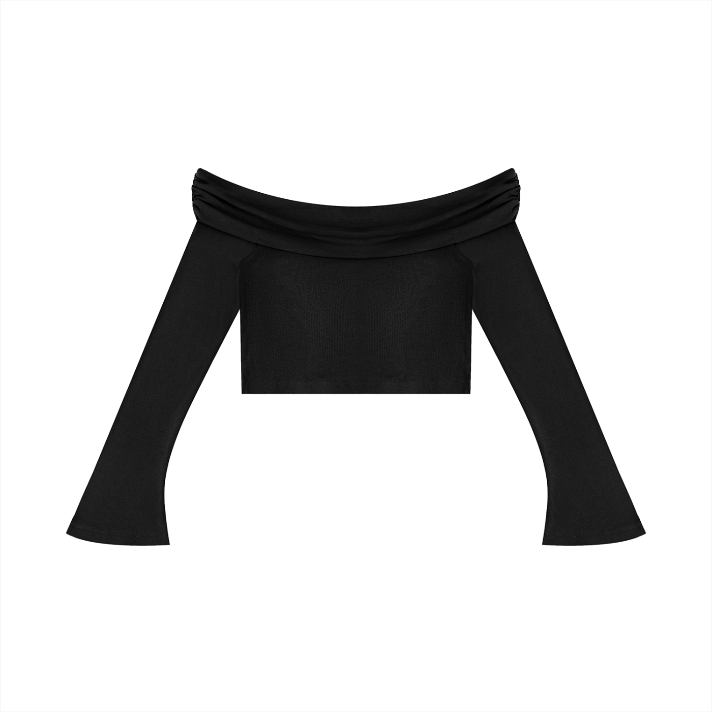 Off the Shoulder Bell Sleeve Crop T-Shirt