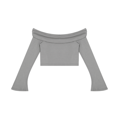 Off the Shoulder Bell Sleeve Crop T-Shirt